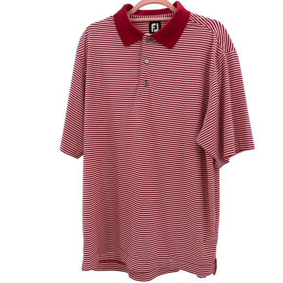 FootJoy Other - FootJoy Mens ProDry Golf Polo Shirt Red White Striped Short Sleeve‎ Large 1390